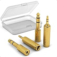 IIISOGNO 3.5mm to 1/4" TRS Adapter Set (4-Pack) - Gold-Plated Balanced Audio Converter for Guitar, Keyboard, Mixer, Amp, Laptop