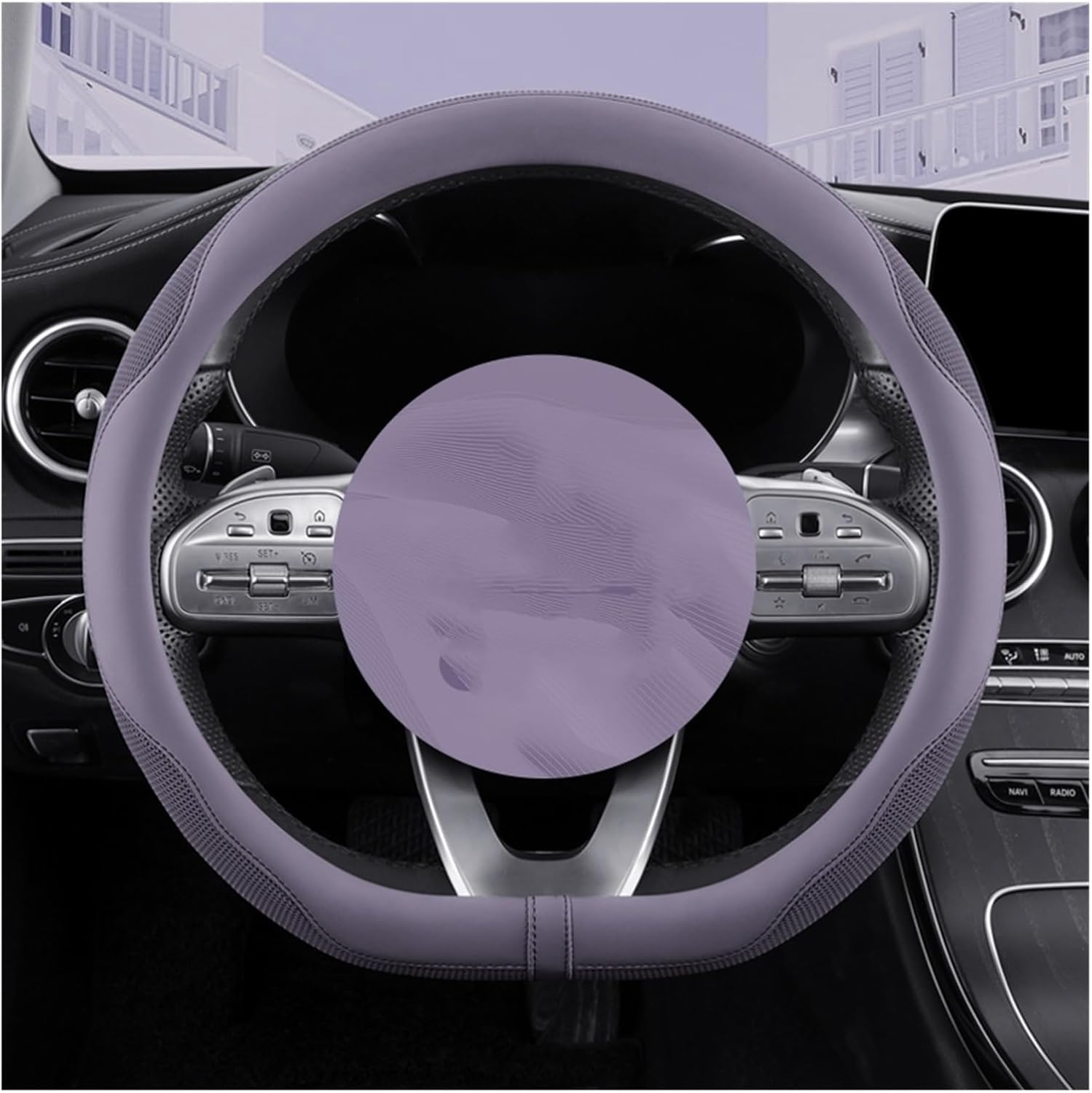 Car Steering Wheel Cover for D Type Car Steering Wheel Cover Ice Silk Car Decoration Comfortable Feeling Easy Grip (Color : 2#)