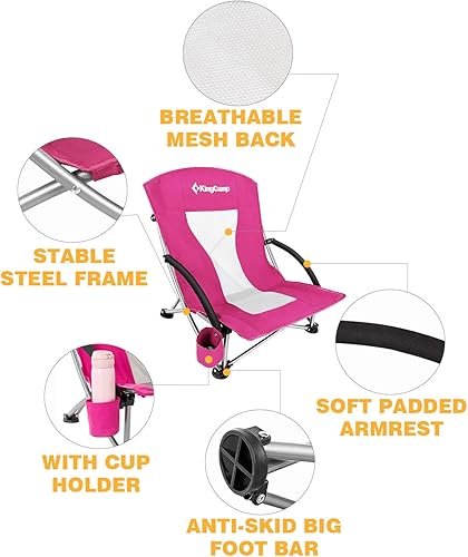 Miniatura 5 de KingCamp KC3841 Silla de camping, talla única, DARKROSE_Low BACK-1-VSVC