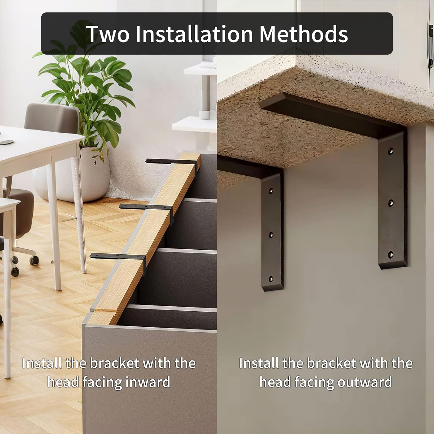 Granite Countertop Support Brackets Heavy Duty L Bracket 16 Inch 0.4 Inch Thick Wall Mounted Support Hidden Brackets 16"x6"x2.5" for Quartz/Granite/Wood/Concrete/Laminate Countertops (2pack)