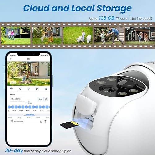 Miniatura 7 de Cámaras 2K para seguridad en el hogar, cámara inalámbrica WiFi de 2.4 G para exteriores, energía solar/batería con panel solar, visión de 360°