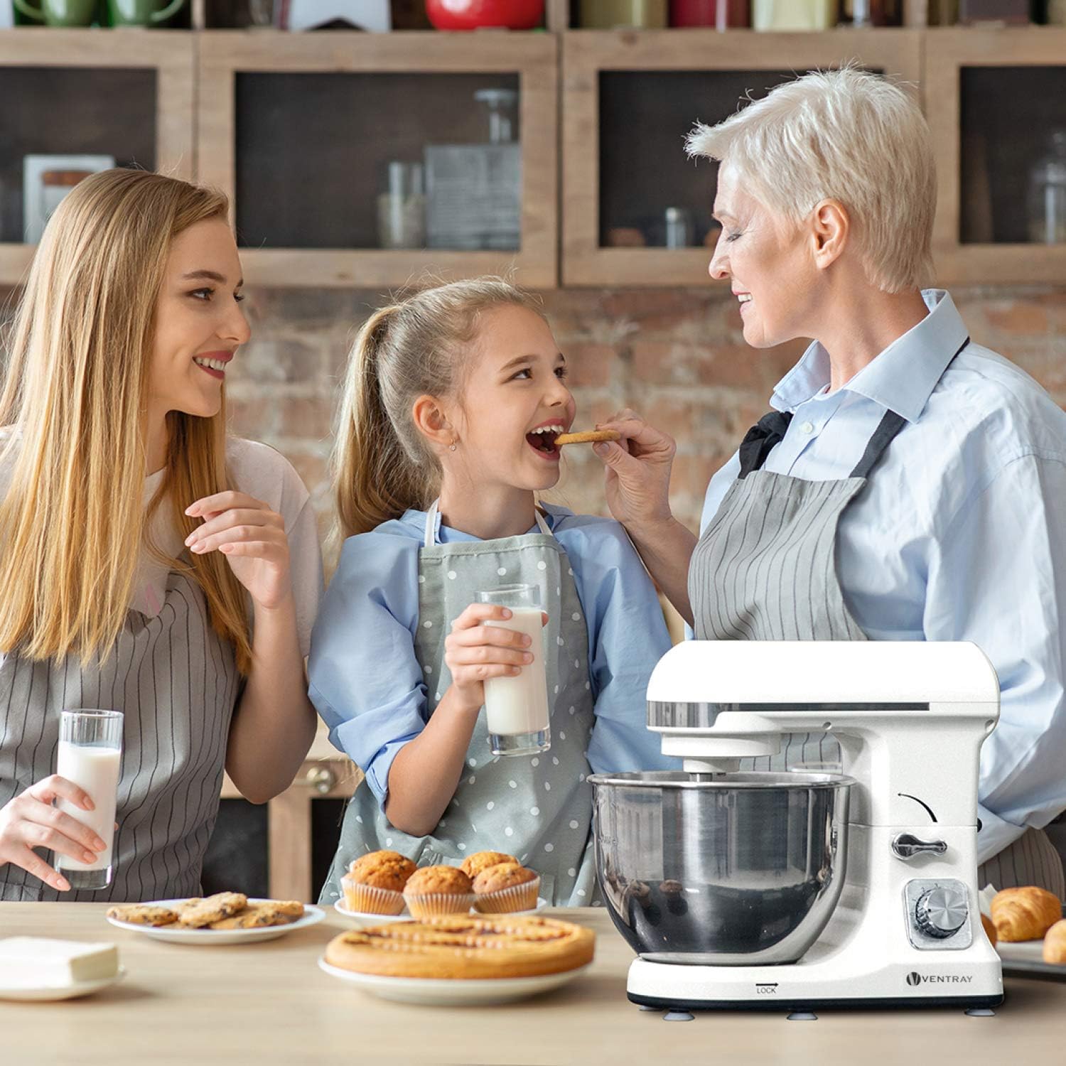 Amazing 🔥 VENTRAY Stand Mixer, 4.5-Qt 500W 6-Speed Tilt-Head Food Mixer, Electric Kitchen Mixer with Stainless Steel Bowl, Dough Hook, Whisk and Mixing Beater, White, MK37