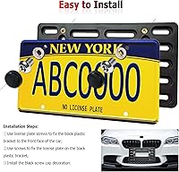 Vista 4 de BGGTMO Front License Plate Bracket Holder - Front Bumper License Plate Mounting Kit, 2 Drill Holes Universal Car Tag Adapter with Anti Theft