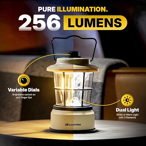 Miniatura 8 de LUXPRO Linterna LED retro, linterna de emergencia alimentada por batería, resistente al agua, lámpara LED brillante para uso en interiores y