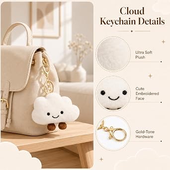 Cute Keychain, Cloud Pendant Keychains, Stylish Cute Keychain with Phone Anti-lost Lanyard, Personalized Keyrings Decoration for Women's Bags Backpack Wallet