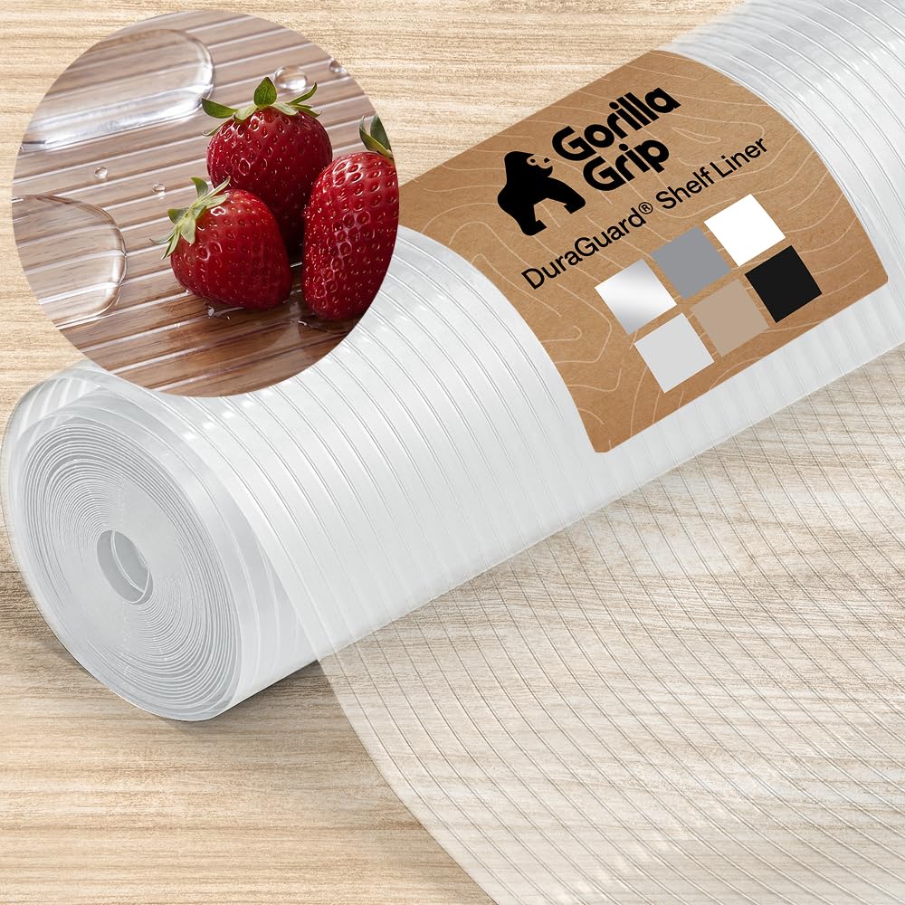 GORILLA GRIP Shelf Liner, Non-Adhesive Cabinet Liners, 12" x20' Clear โ image 1