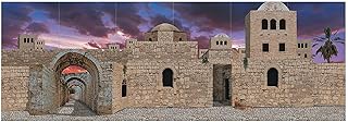 Fun Express Nativity Scene Backdrop 18 Ft x 6 Ft - Large Bethlehem Cityscape Background for Christmas Pageant, Church Plays & Holiday Events | 6-Piece Plastic Wall Mural Set for Stage Design