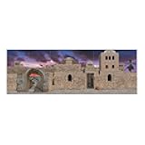 Nativity Scene Backdrop 18 Ft x 6 Ft - Large Bethlehem Cityscape Background for Christmas Pageant, Church Plays & Holiday Events | 6-Piece Plastic Wall Mural Set for Stage Design