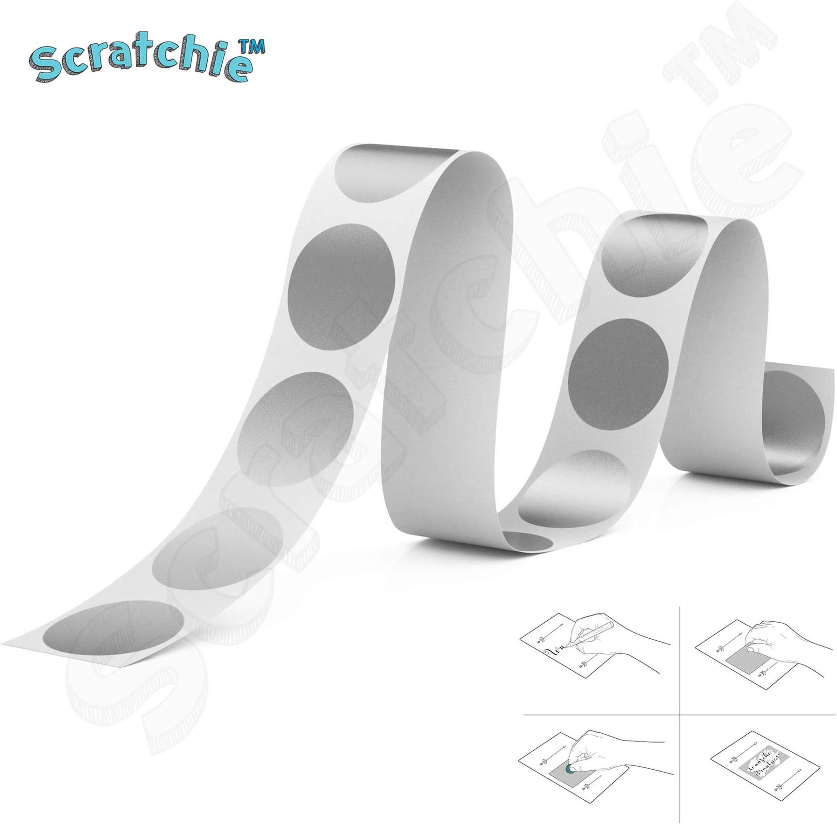 SCRATCHIE™ - Scratch Off Stickers - Silver Circle - 12mm - 50 Pack