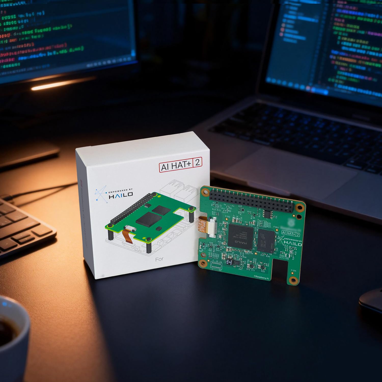 Yahboom Zestaw oficjalny Raspberry Pi 5 HAT+2 Płyta rozszerzeń Moduł akceleracyjny dla sztucznej inteligencji generatywnej Hailo-10H PCIe 8GB, 40 Tops, z standardowym radiatorem, kompatybilny tylko z