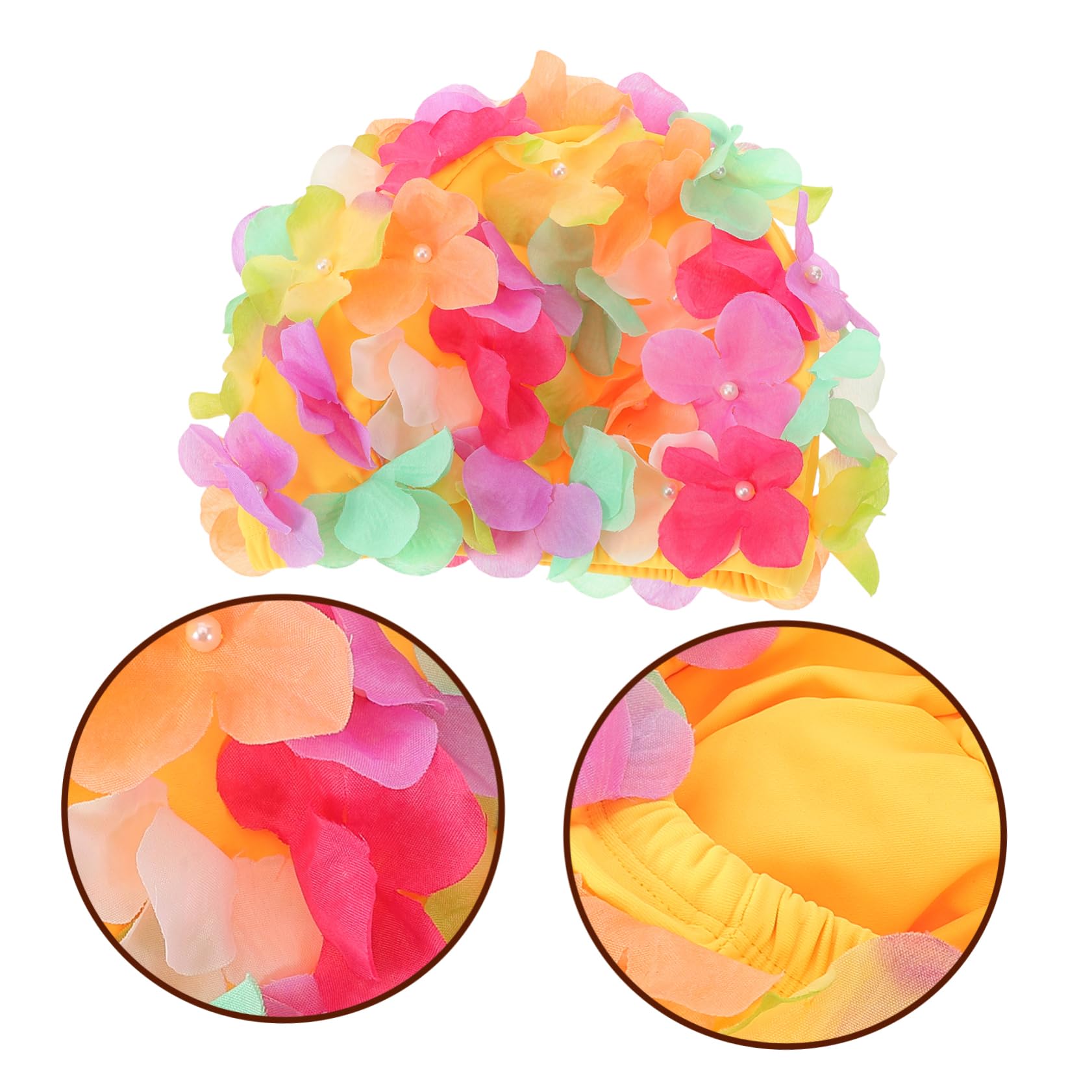 Abaodam Bonnet De Bain pour Femme Bonnet De Bain Imperméable Motif Floral en Tissu en Nylon pour Piscine pour Enfants