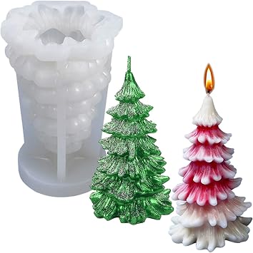 Christmas Tree Candle Mold, 3D Christmas Tree Crafting Mold | Christmas Tree Silicone Mold for Candle Making Aromatherapy Wax Epoxy Resin Casting Soap Christmas Party Decor