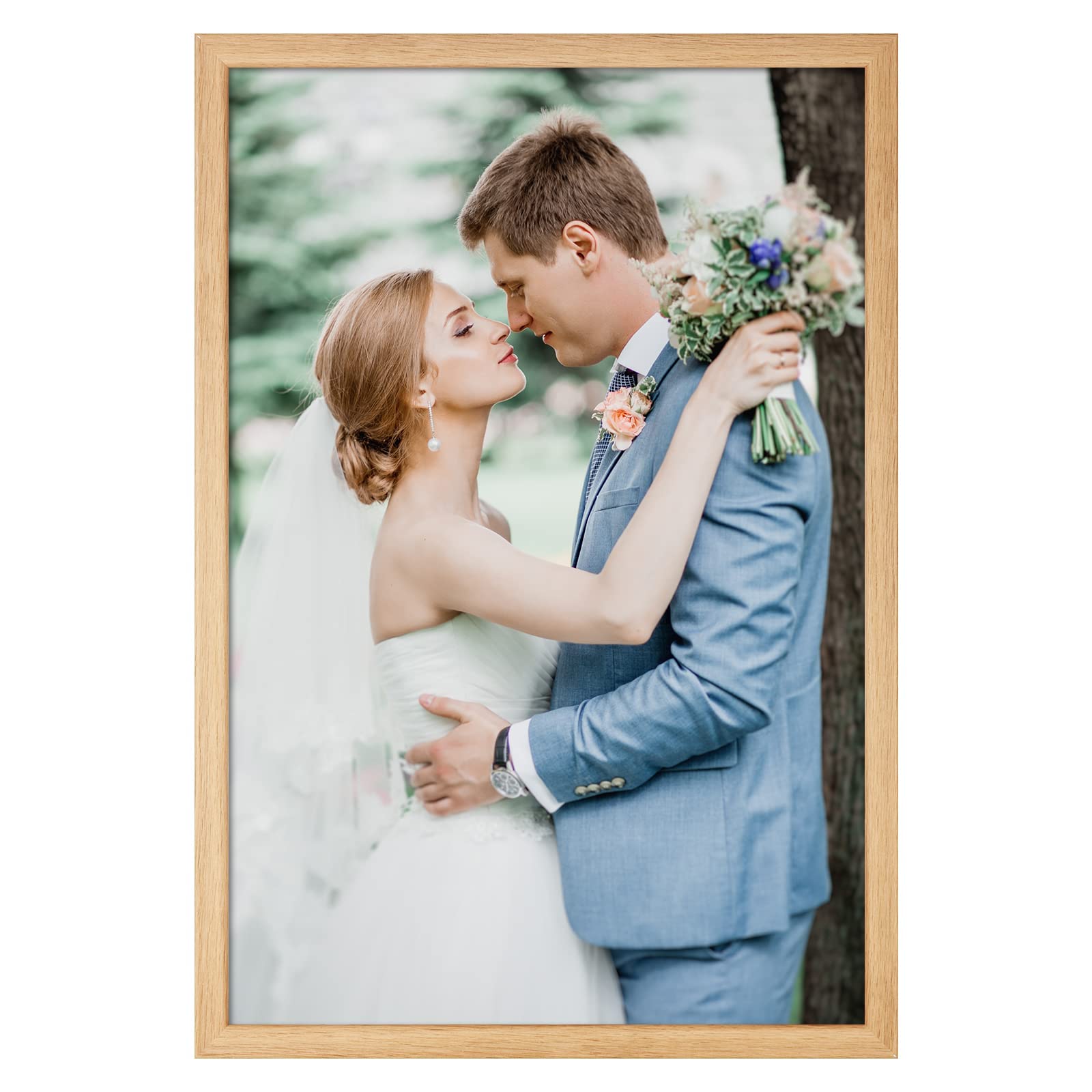 euwazram 24x36 Poster Frame, Rustic Oak Poster Frames 24 x 36 inches, 24x36 Frame for Display Artwork, Puzzles, Photos and Movie Posters, Set of 1