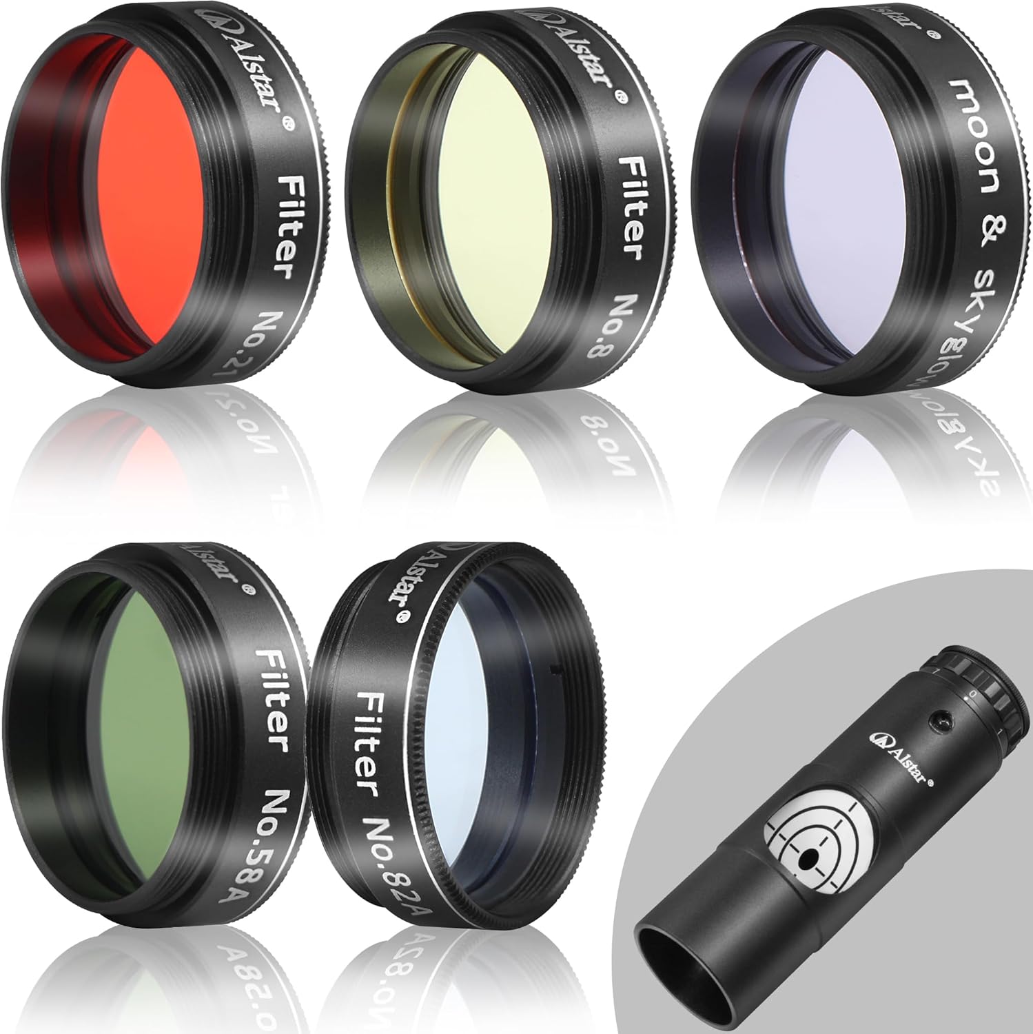 Alstar 5Pcs 1.25" Telescope Filters Kit - Bundle with - Alignment 1.25" Laser Collimator