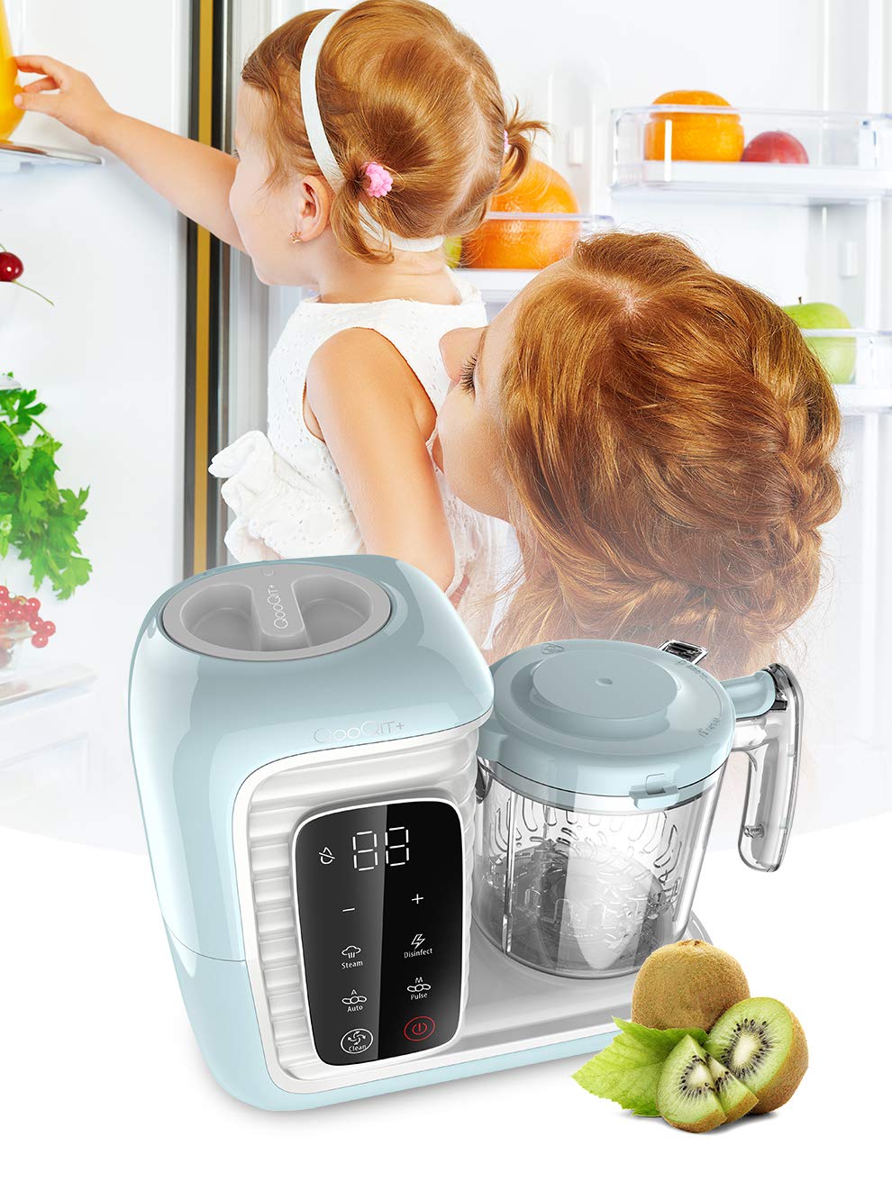 LuxxBaby QooQit+ Machine de nourriture pour bébé 7 en 1 pour tout-petits, fabrication d'aliments organiques avec cuiseur vapeur, mixeur, hacheur, dégivreur, réchauffeur, désinfecteur, nettoyage