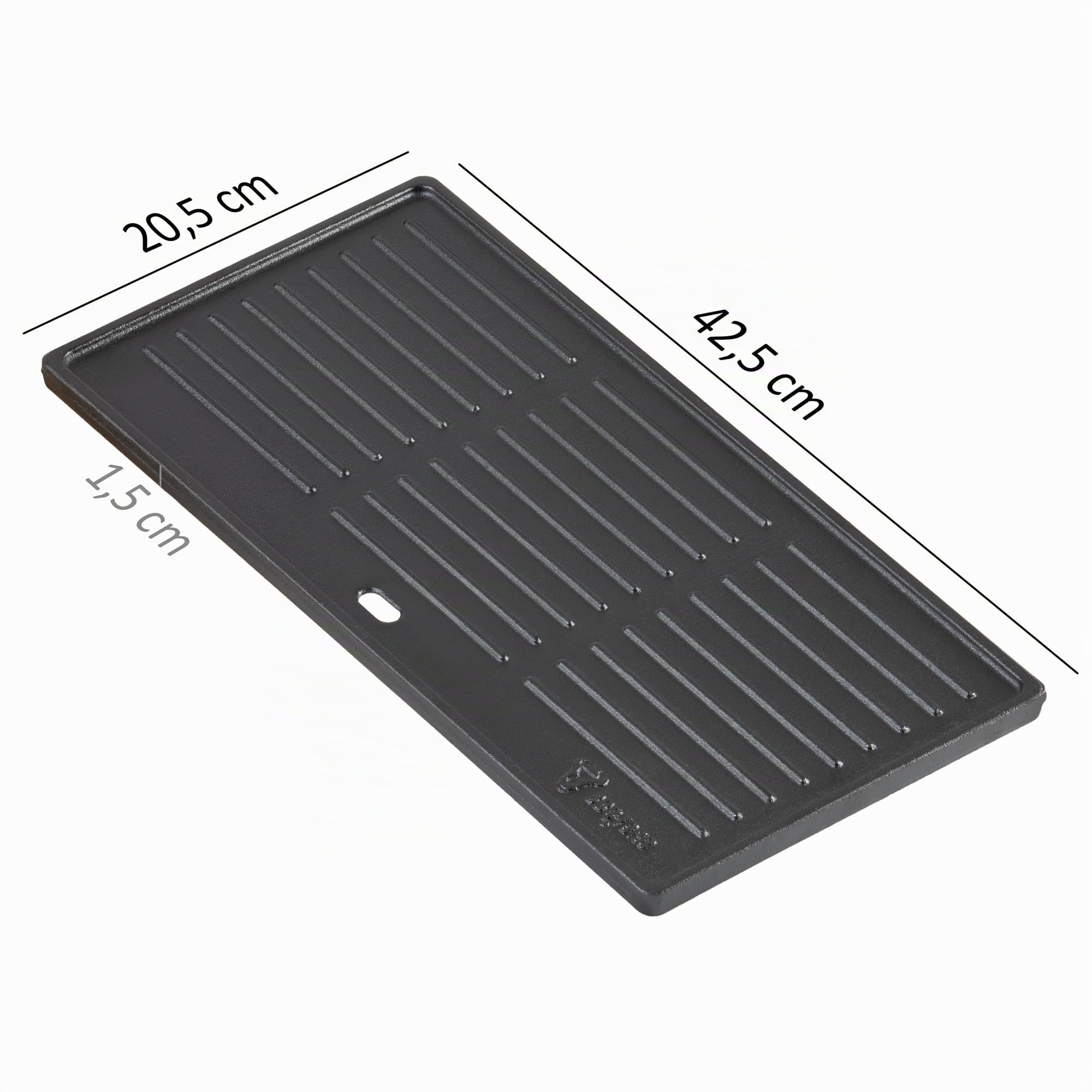 BBQ-Toro Plancha Rectangular de Hierro Fundido | 42,5 x 20,5 cm | Placa Reversible, Uso por Ambos Lados| Universal y Maciza | Plancha para Barbacoa de Carbón y Gas, Accesorio para Barbacoa, Sartén