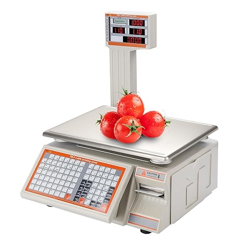 Báscula digital comercial con impresora de etiquetas para la industria minorista y alimentaria, báscula de impresión de etiquetas de código de