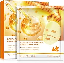 Kojic Acid Turmeric Brightening Mask, Kojic Acid & Turmeric Collagen Mask, Overnight Face Mask for Glassy Skin - Elasticity, Moisturising, Firming and Moisturising, 34 g x 4ea