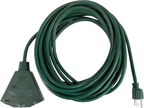 Stanley 31545 - Cable de extensión de alimentación para exteriores (3 salidas, 3, 25 pies, color verde