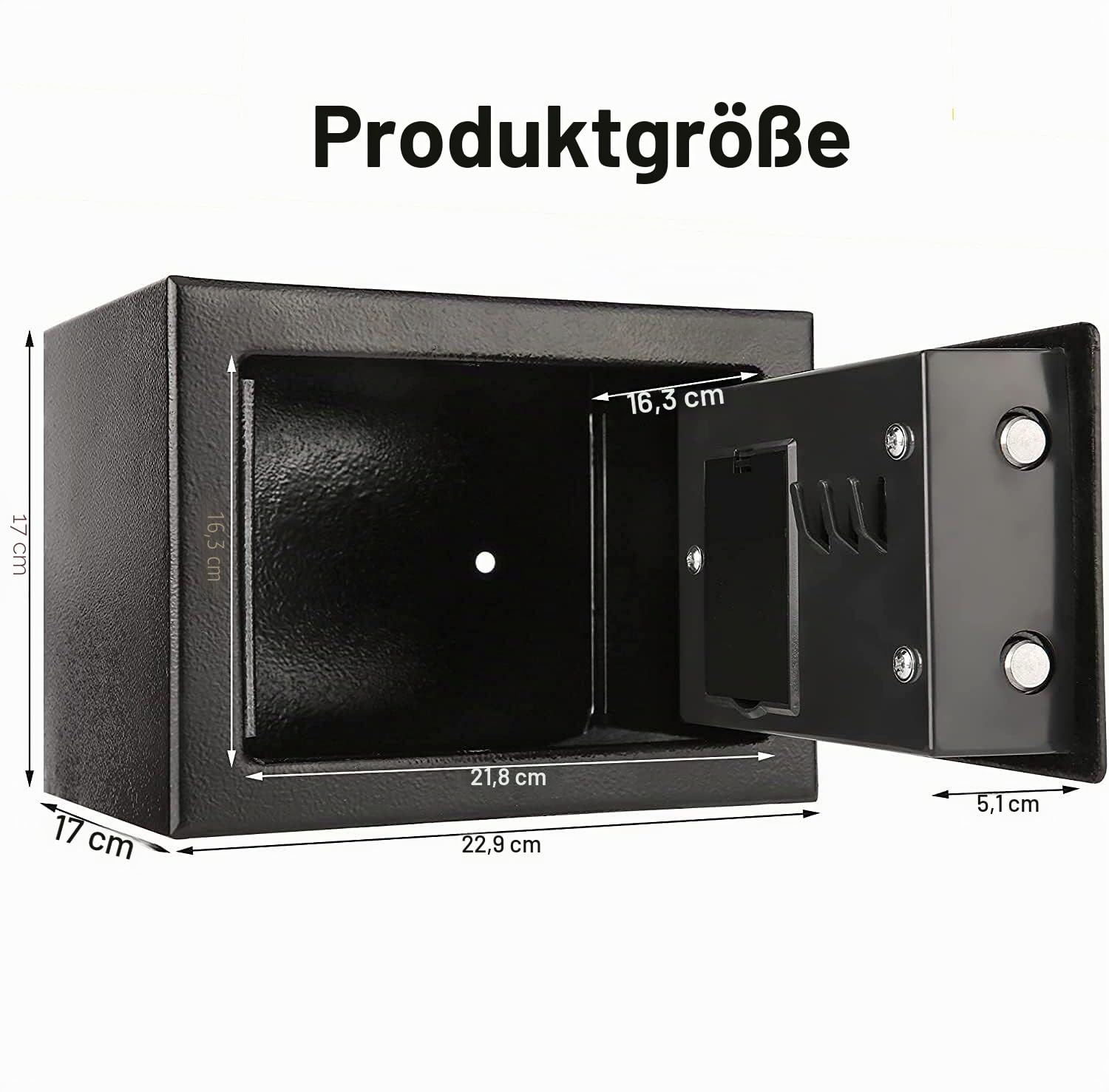 6.6L Tresor Für Zuhause, Diebstahlsicherer Elektronischer Safe Mit 2 Schlüsseln, Feuerfest Wasserdicht, Digitale Sicherheitsbox Für Wertsachen Wie Geldpistolen und Bargeld