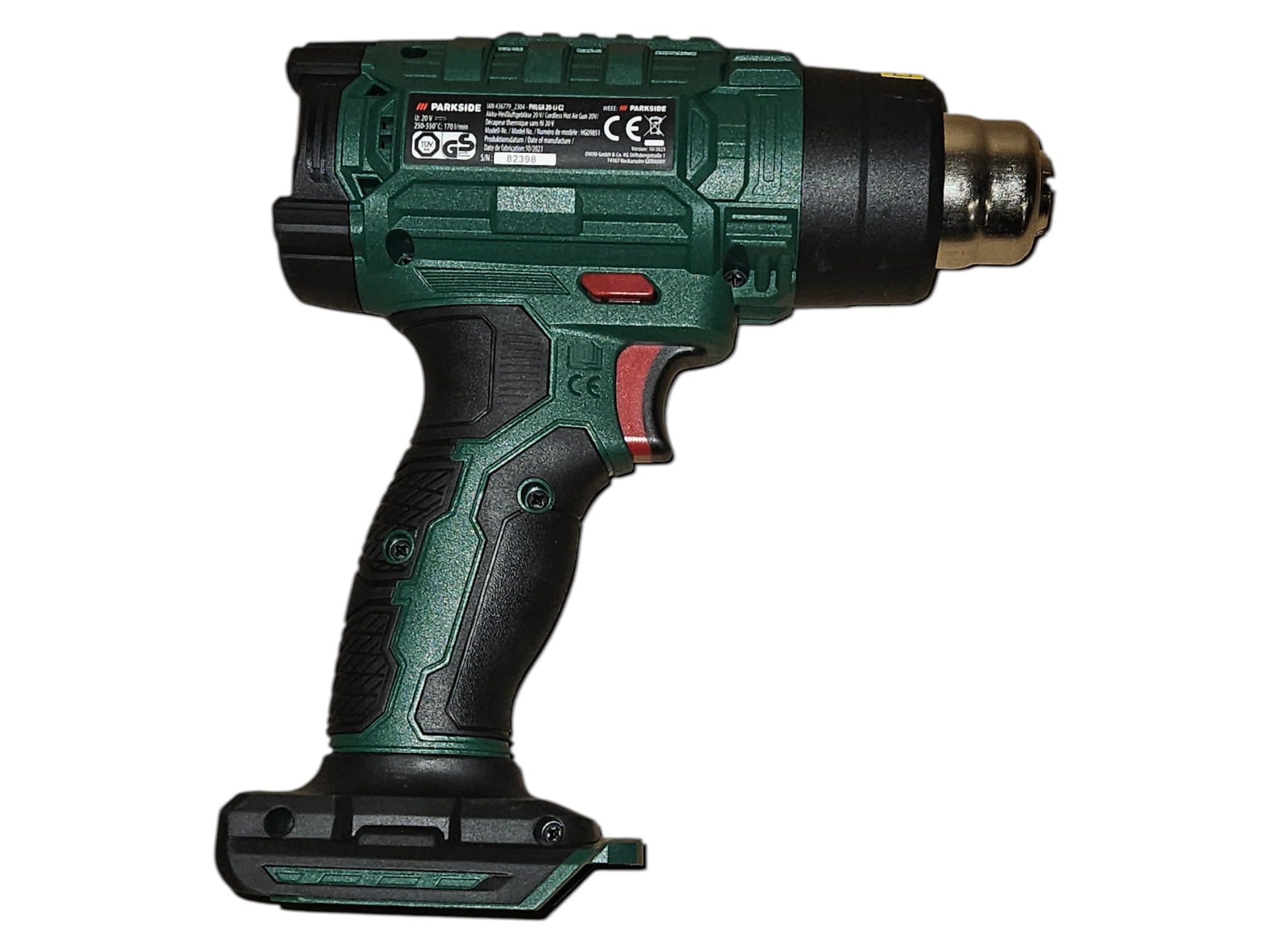 Parkside - Soplador de aire caliente con batería »PHLGA 20-Li A1«, sin batería y cargador