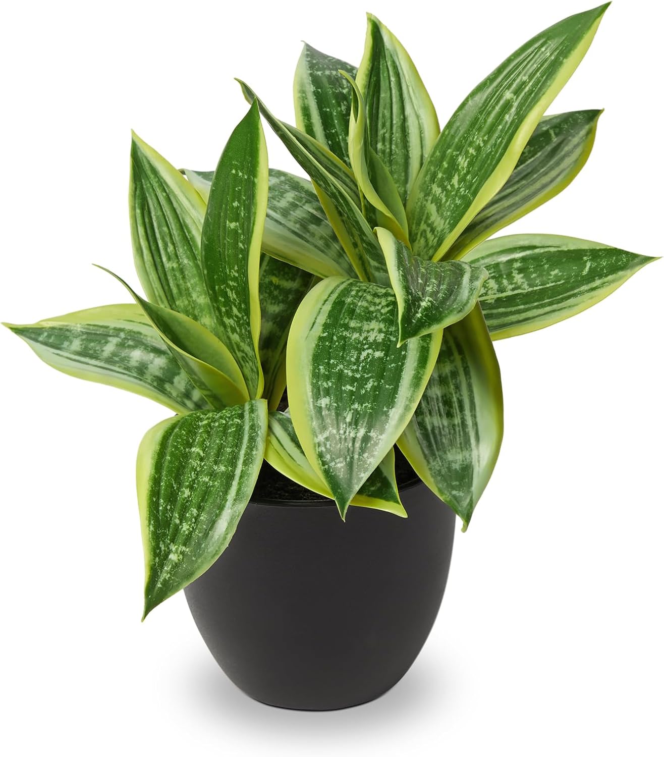 DILATATA Fake Snake Plant 11 Inch Small Potted Good Luck Plant Artificial Snake Plants Faux Mother in Law Tongue Sansevieria Plant - 20 Leaves Fake Laurentii for Indoor Outdoor Home Office Decor