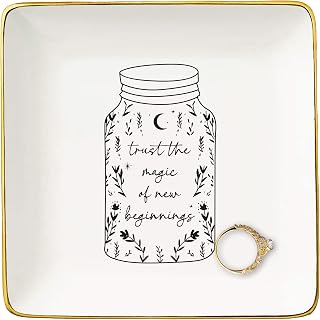 New Beginnings Gifts for Women-Congratulations New Chapter Gifts,Divorce Present,Wedding Graduation Job Retirement Present,Ceramic Jewelry Tray Trinket Holder Ring Dish