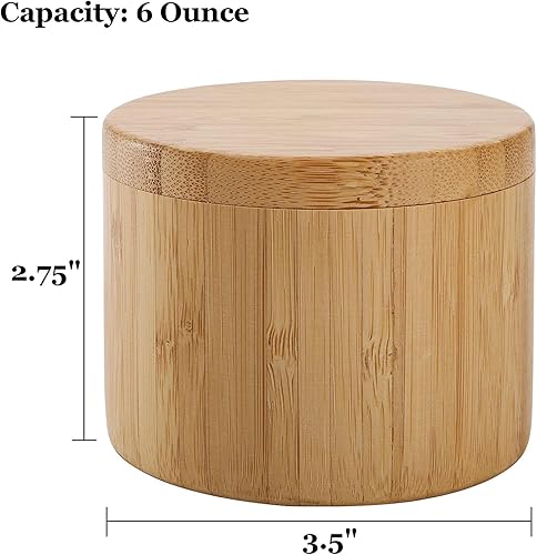 Miniatura 2 de Tosnail Paquete de 2 cajas de bambú para sal y pimienta, tarros de especias, contenedores de especias con tapa giratoria y cierre magnético,