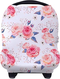 Yoofoss Nursing Cover Breastfeeding Scarf - Baby Car Seat Covers, Infant Stroller Cover, Strechy Carseat Canopy for Boys and Girls (Flower)