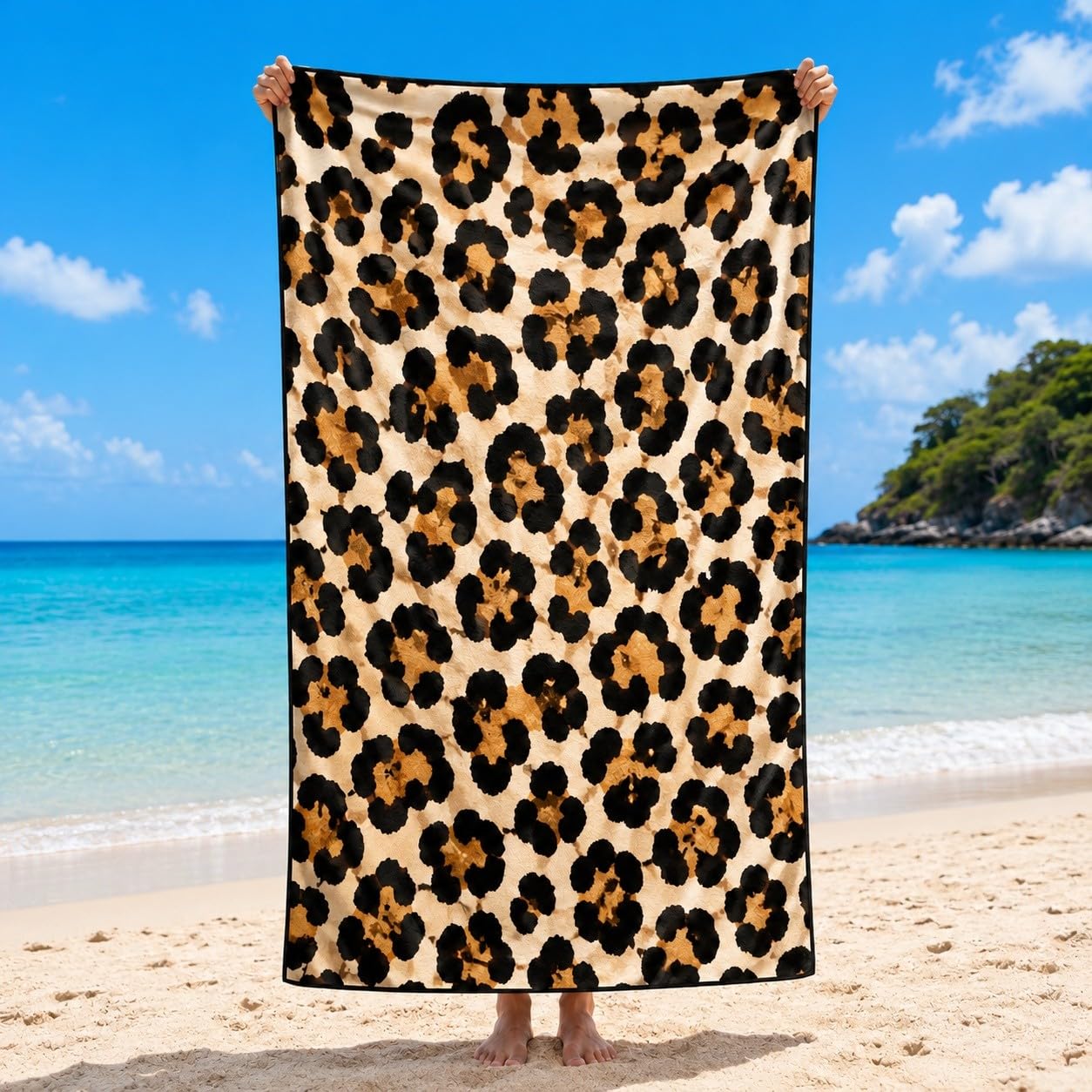 Telo Mare Microfibra Stampa Leopardata Asciugatura Rapida | Asciugamano da Spiaggia Macchie Classiche, 145x200 cm, Assorbente, Accessori Mare, per Palestra Viaggio