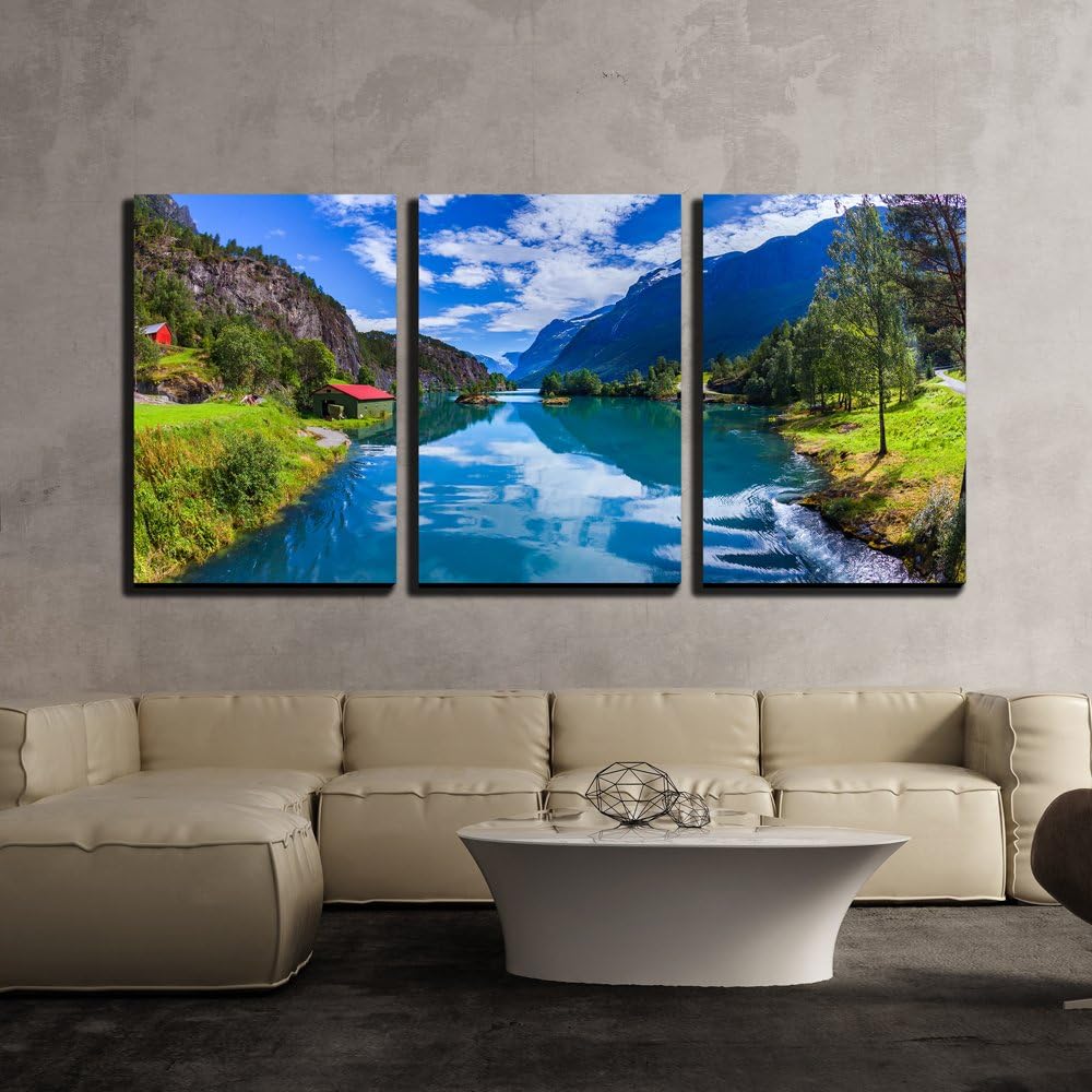Amazon.com: wall26 - 3 Piece Canvas Wall Art - Beautiful Nature Norway ...
