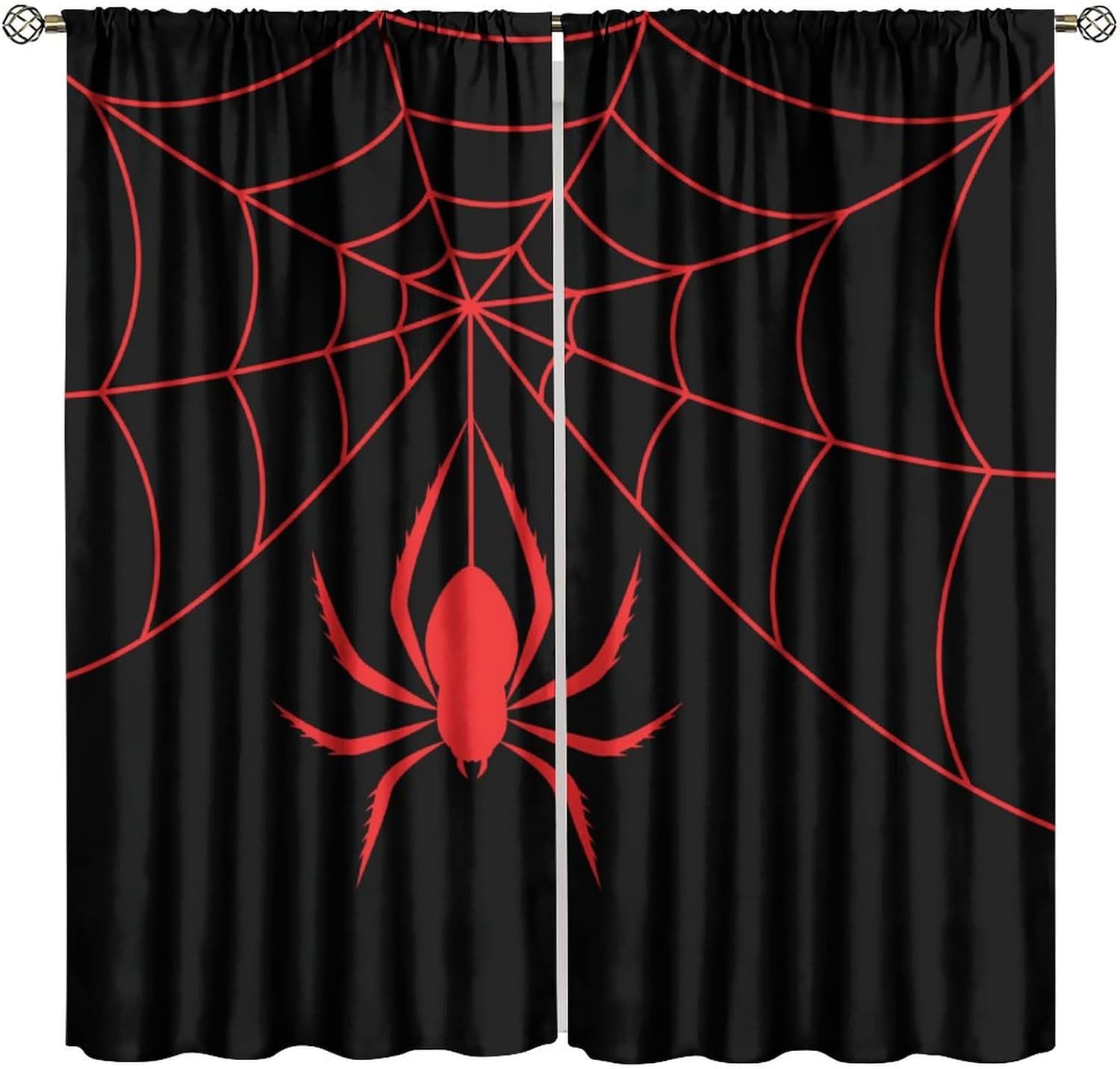 Super Hero Spider Web Boys Black Red Window Curtains for Teen Room Bedroom Playroom Home Decor Drapes 2 Panel Sets,42x63 Inch Blackout Style-7
