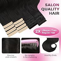 Vista 146 de Lashey Extensiones de Cabello Humano con Cinta Adhesiva Negro Natural 100% Remy Cabello Humano Liso Extensiones de Cabello con Cinta Largas de 24