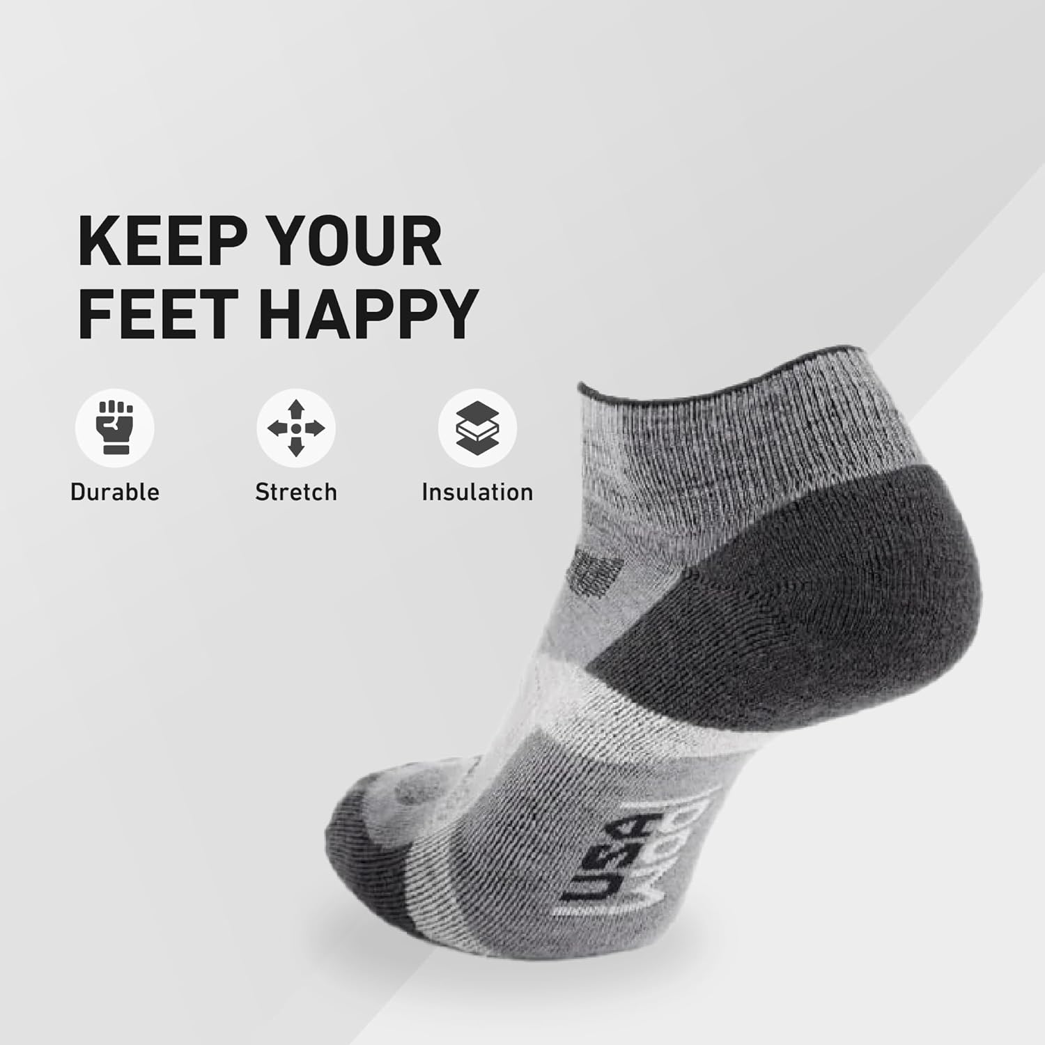GRIP6 Wool Ankle Socks -Merino Wool Socks Made in The USA -Lightweight Wool Hiking Socks - Warm Ankle Socks for Men and Women - Image 3