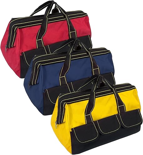 Paquete de 3 bolsas de herramientas con base dura resistente al agua, organizador grande, bolsa de herramientas resistente, múltiples bolsillos,