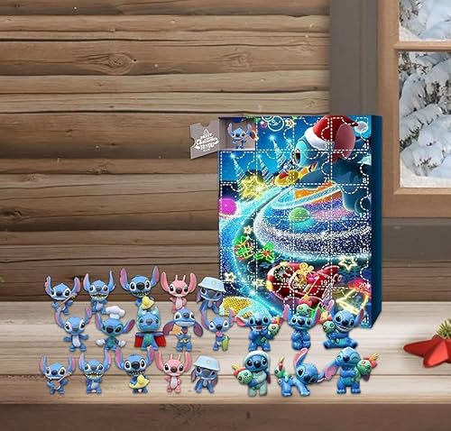 Miniatura 3 de Calendario de Adviento de dibujos animados 2023, mini figuras calendario de cuenta regresiva de Navidad, calendario de 24 días de Adviento, 24