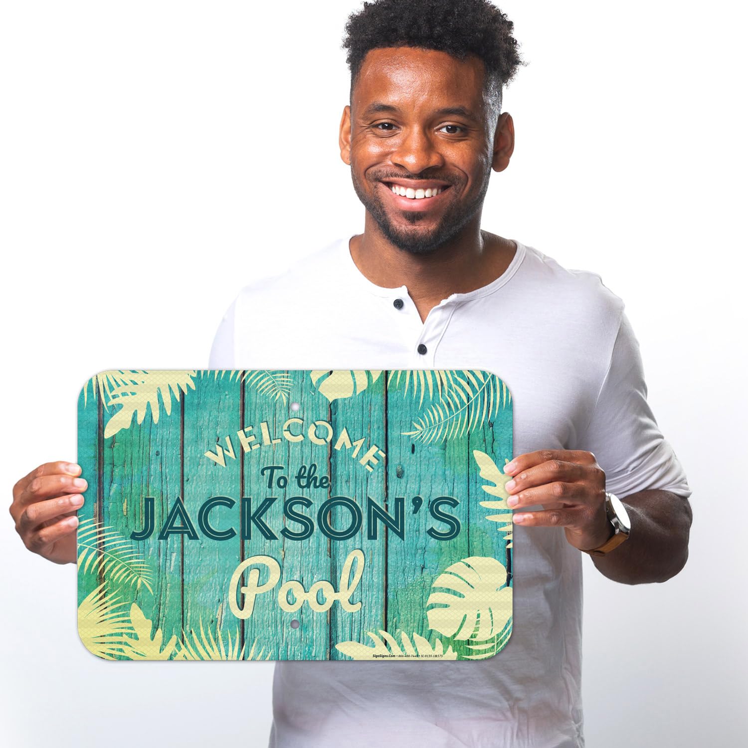 Custom Pool Sign, Aqua Background, Welcome to The Pool For Sign, 12x18 Inches, Rust Free .063 Aluminum, Fade Resistant, Made in USA by Sigo Signs