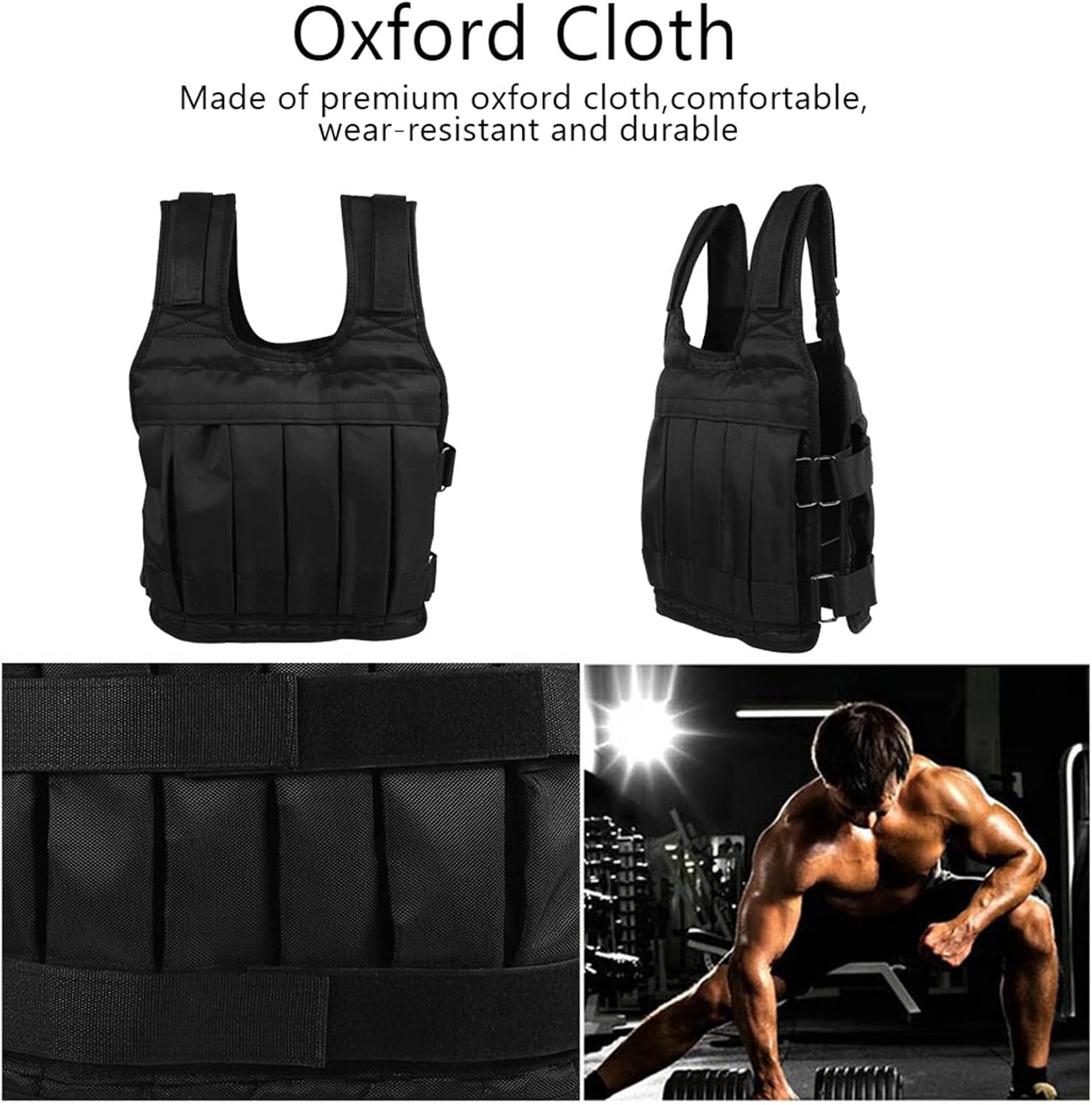 Weighted Vest, To Fit Large Weighted Vests, Oxford Cloth Heavy Duty 50KG Weighted Vest Strength Training Jacket for Workout Fitness