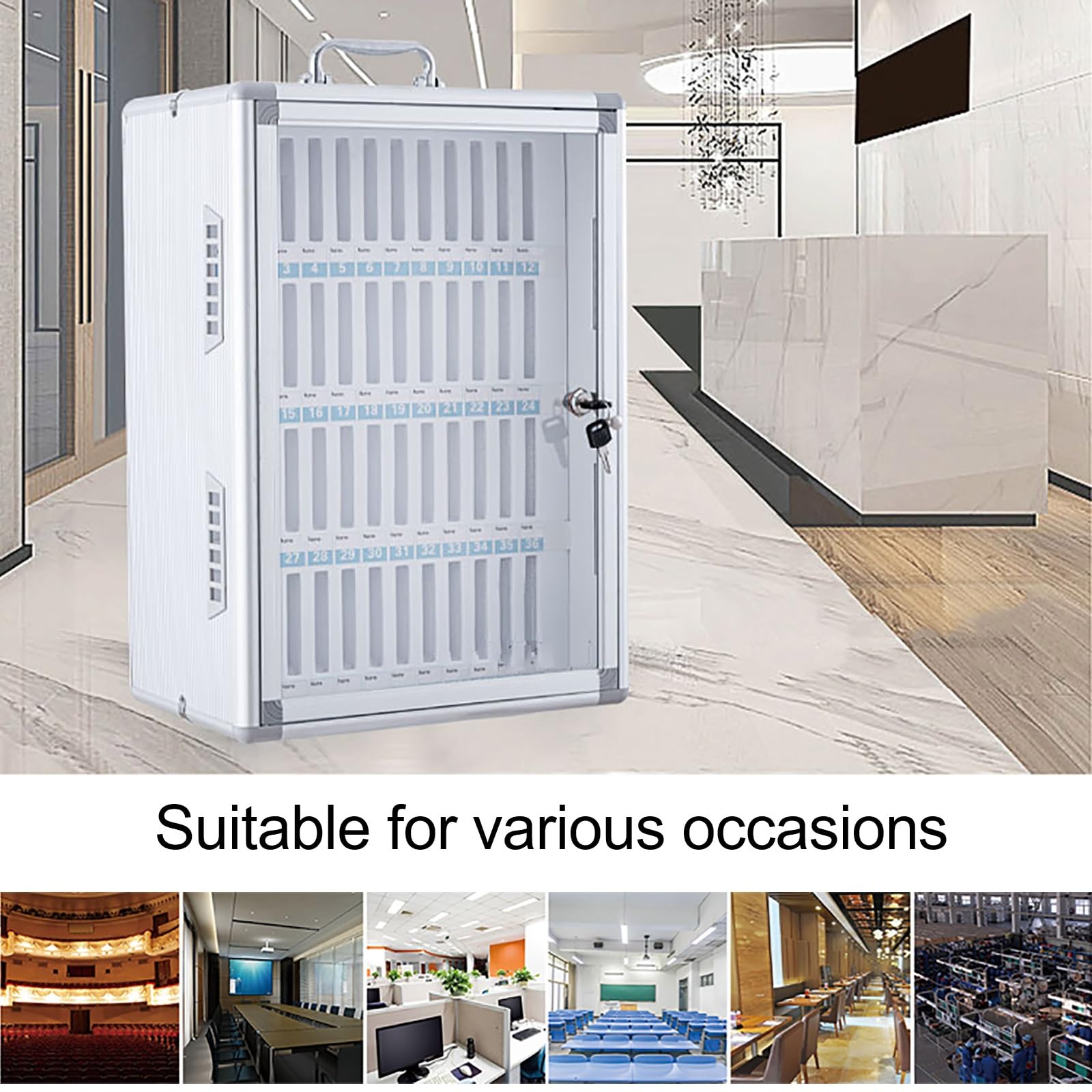 Stora-Schließfach aus Aluminium für Klassenzimmer, Büro und Labor, handlicher Handyhalter (25,4 x 22,9 x 38,1 cm), tragbare, platzsparende Lösung für effizientes Nizat