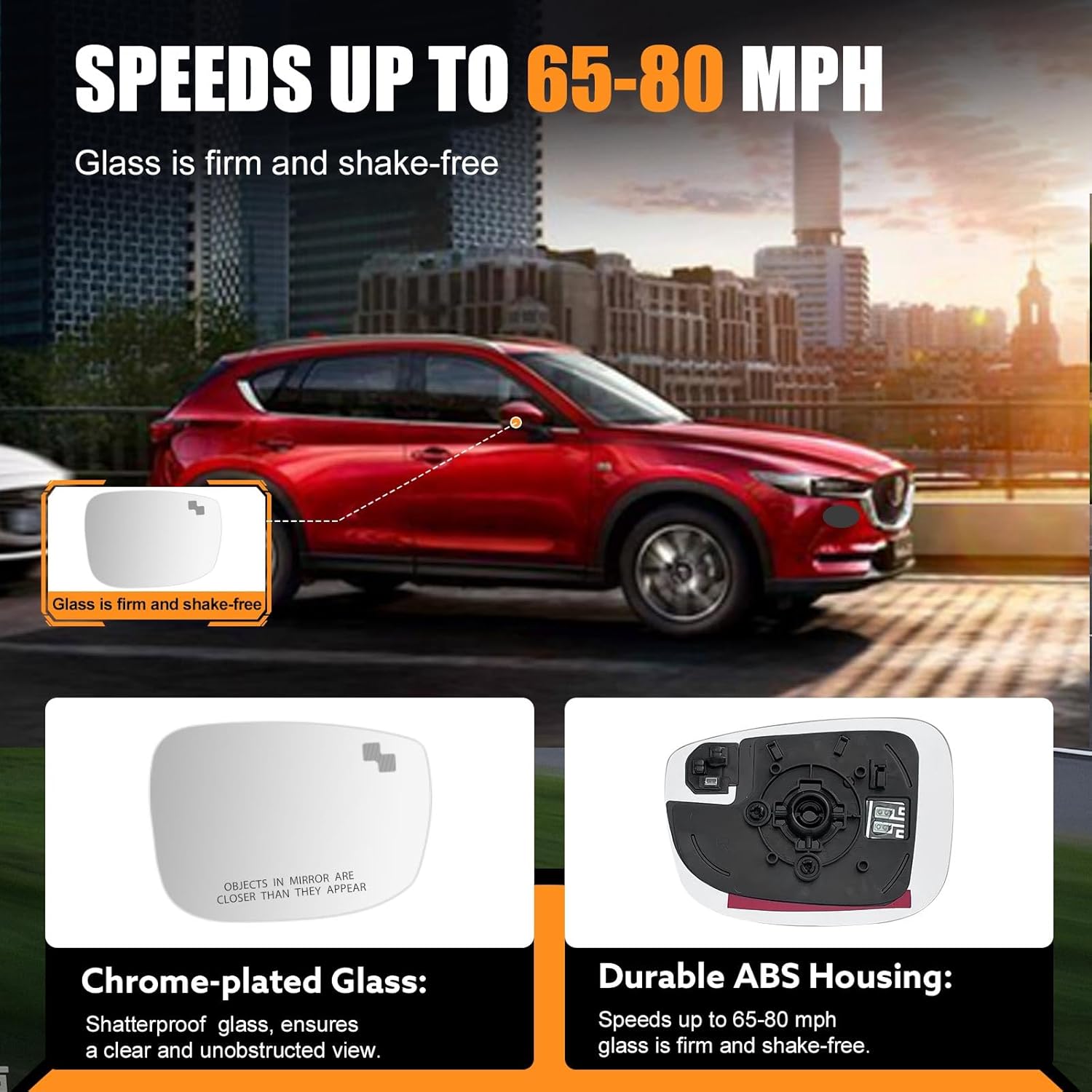 Passenger Side Mirror Glass Replacement For Mazda CX-5 2017-2025 and CX-9 2016-2023 - Right Door View Mirror with Blind Spot & Heated - Replaces OEM TK71-69-1G1 KB7W-69-1G1