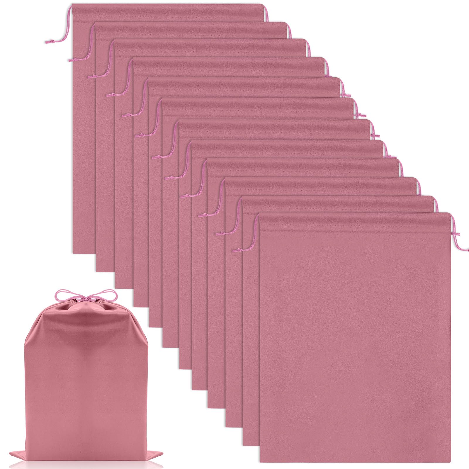 Weewooday 12 Pcs Satin Adult Toy Bags with Drawstring Silk Adult Game Toy Storage Multi Purpose Foldable Pouch Lightweight Gift Organizer for Women Men(Dark Pink,15.75 x 11.81 Inch)