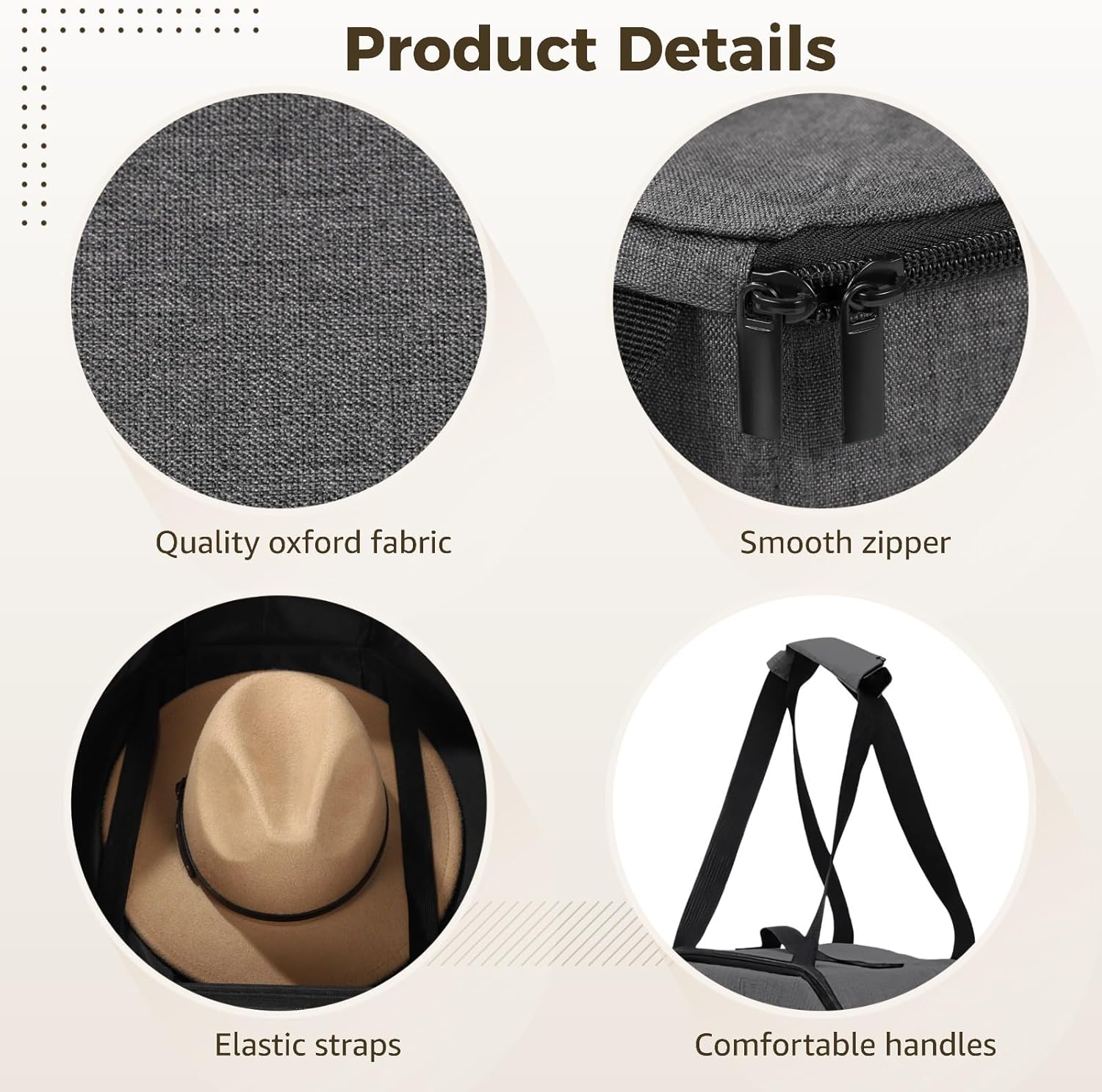 Cowboy Hat Storage, 2 Cases, Oxford Cloth Carrier, Travel with Handle