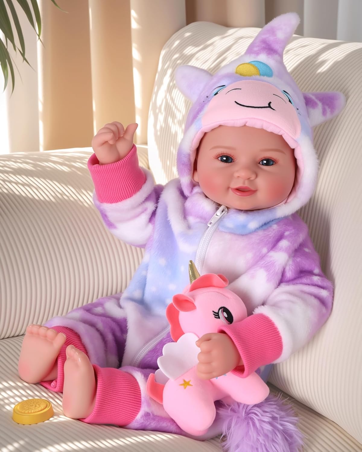 BABESIDE Baby Doll Girl - 17-Inch Soft Body Realistic Baby Doll with Blue Eyes and Unicorn Outfit Lightweight Real Life Baby Dolls for 3+ 4 5 6 7 8 9 Years Girl Birthday Gifts, Pretend Play, Christmas