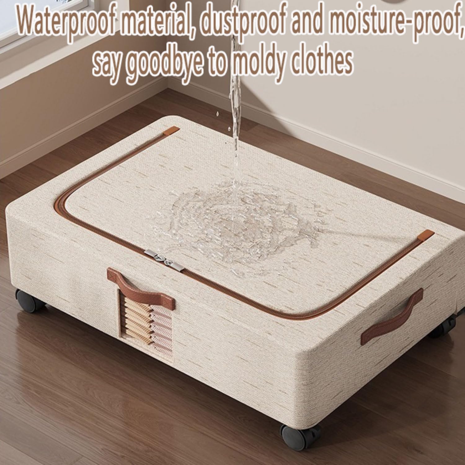 2 Piezas Cajas Almacenaje Ropa con Ruedas Almacenaje Bajo Cama Organizador De Canape Plegable Bolsas para Guardar Ropa con Mango Reforzado Caja Organizador Armario para Edredón Manta Zapatero
