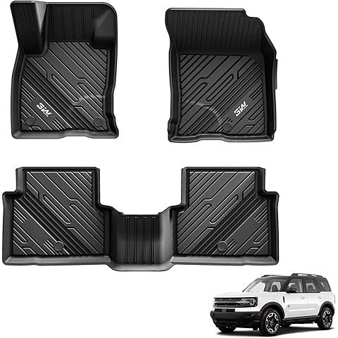 3W Floor Mats Fit for Ford Bronco Sport 2021 2022 2023 2024 2025 All Weather TPE Car Accessories Custom Fit Full Set Ford Bronco Sport Car Mats (Not for Bronco & Rubberized Floor & Outer Banks)