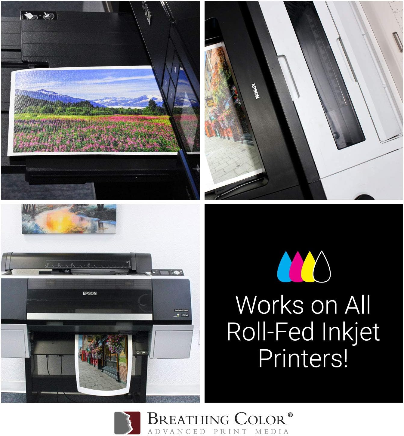 Stun Your Audience with Crisp Vibrant Color via Fine-Quality Crystalline-Gloss - 21 mil, 440 gsm, Bright White, Poly-Cotton Inkjet Canvas 24in x 40ft roll for Gallery Wraps & Print Presentations
