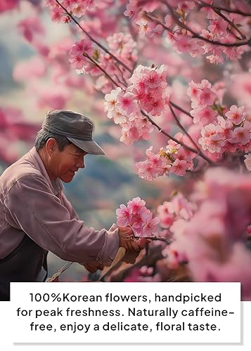 Miniatura 5 de Korean Food, té original de flor de cerezo, mezcla floral descafeinada, flores totalmente naturales, sin cafeína, sin azúcar, cero calorías,