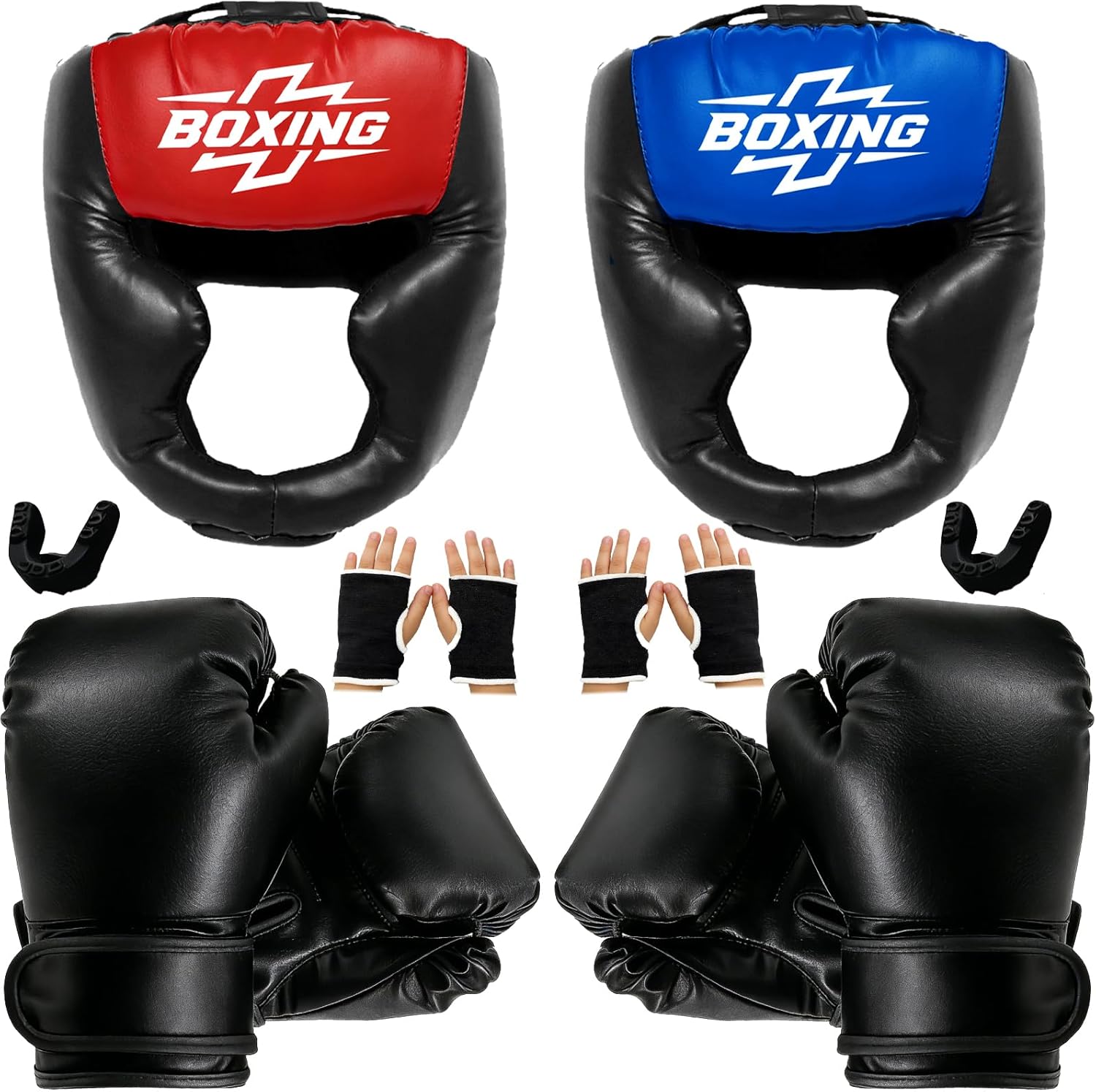 8pcs Sparring Head Guard with Gloves - Boxing Safety Headgear for MMA, Kickboxing, Muay Thai & Boxing