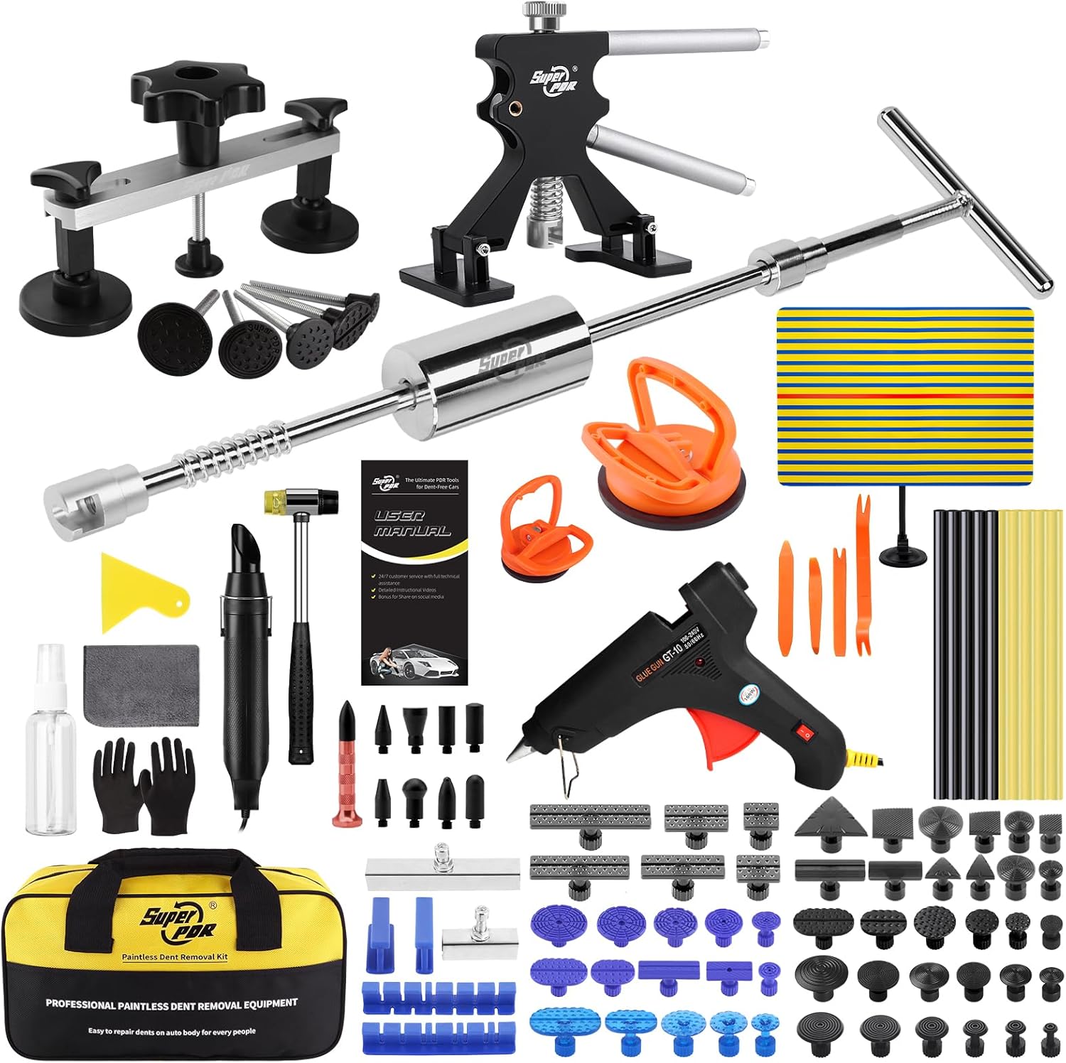 Super PDR Paintless Dent Repair Kit: Complete Dent Puller Tool Set