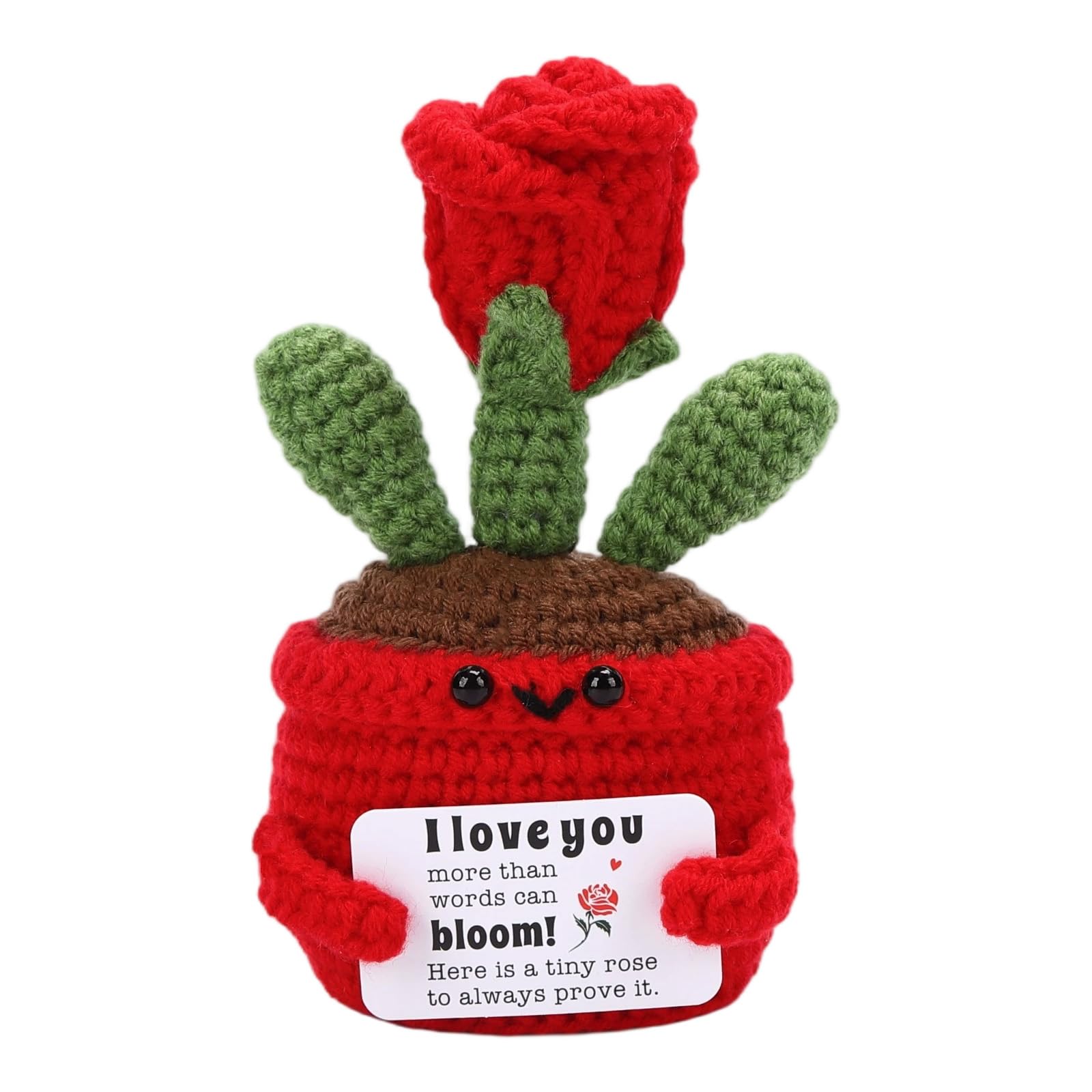Gifts for Mom Women, Positive Crochet Rose for Galentines, Wedding,Anniversary Gift, I Love You Valentines Gifts for Women Wife,Girlfriend Mom Boyfriend Husband